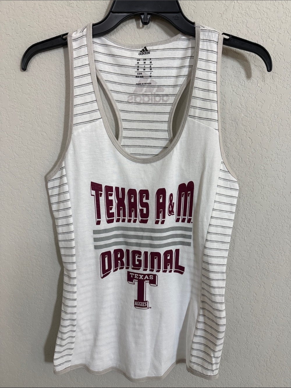 Adidas White Tank with Maroon Texas A&M Graphics
